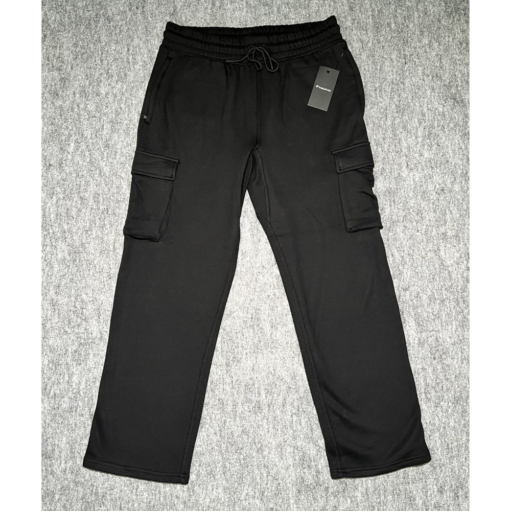 Fabletics Go To Cargo Jogger Sweatpants Men L Regular Black Pockets Fleece NWT